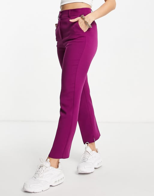 Pantalones violetas de corte cigarette slim ajustado de ASOS DESIGN ASOS