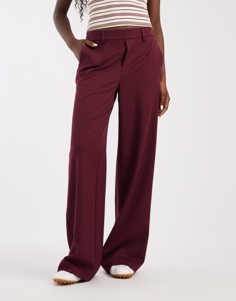 Pantaloni sartoriali a gamba larga bordeaux - view 1