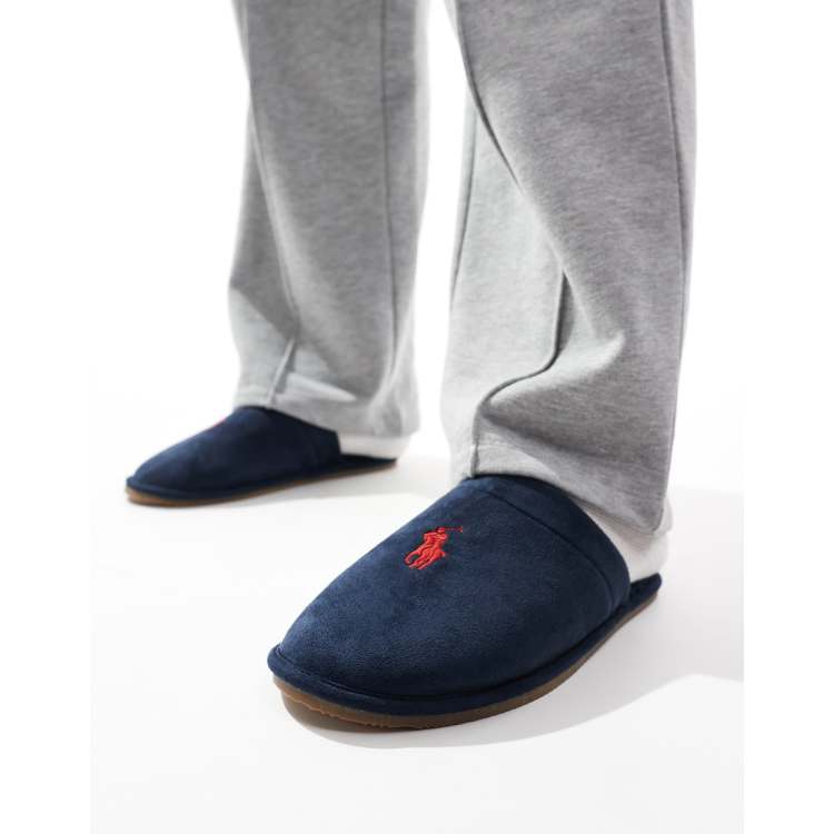 Pantuflas azul marino con logo Icon Klarence de Polo Ralph Lauren