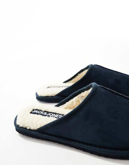 Pantuflas azul marino de antelina de Jack & Jones, 2 de 4
