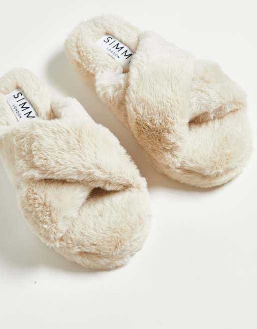 Pantuflas color crema de punto mullido Alice de SIMMI London