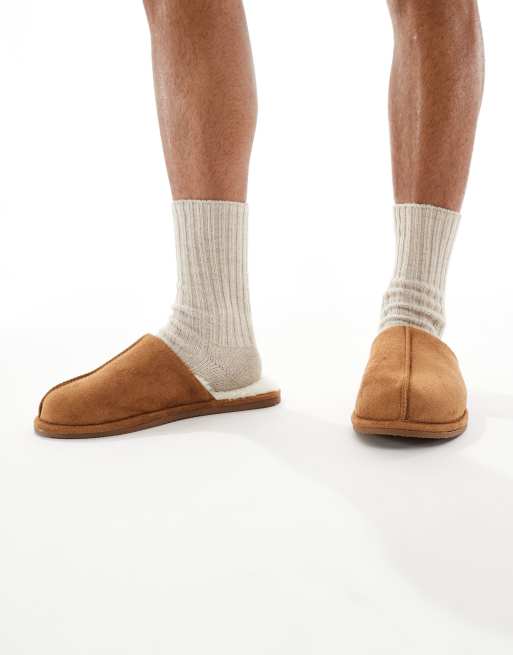 Pantuflas color tostado estilo mules con forro de borreguito sintético de ASOS DESIGN, 4 de 4