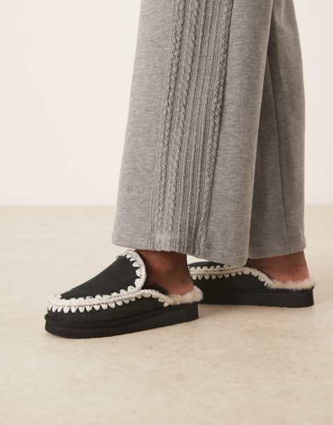 Pantuflas negras de ante de Mou - view 1