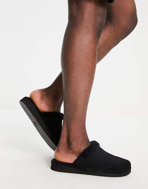 Pantuflas negras de piel de oveja Leyton de Walk London
