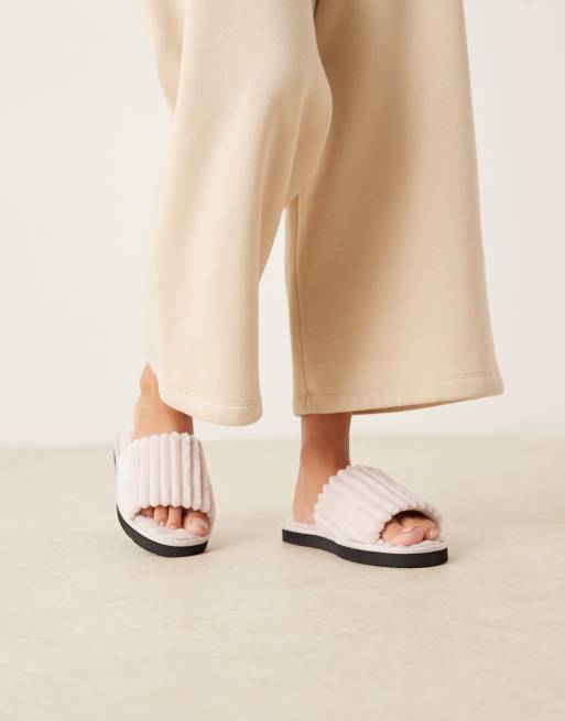 Pantuflas rosa hielo de pana gruesa de Calvin Klein, 3 de 4