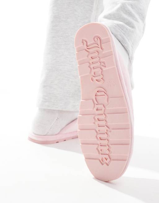 Pantuflas rosa pastel acolchadas de velour de Juicy Couture, 4 de 4