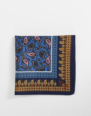 Pañuelo de bolsillo azul marino con estampado de cachemir de ASOS DESIGN