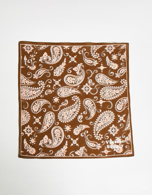 Pañuelo marrón con estampado de cachemir de Vintage Supply