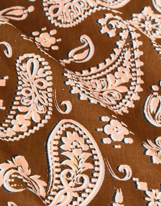 Pañuelo marrón con estampado de cachemir de Vintage Supply, 4 de 4