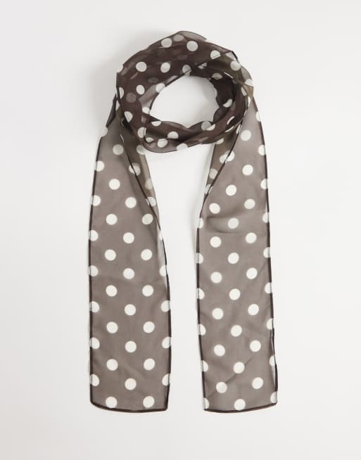 Pañuelo marrón con estampado de lunares color crema de chifón de My Accessories