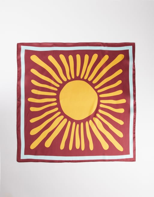 Pañuelo para la cabeza con estampado de sol de satén de South Beach, 3 de 3