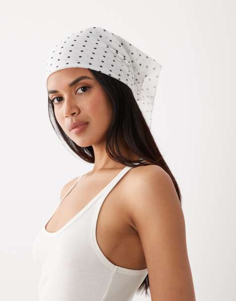 Pañuelo para la cabeza monocromático con estampado de lunares exclusivo de Kaiia - view 1