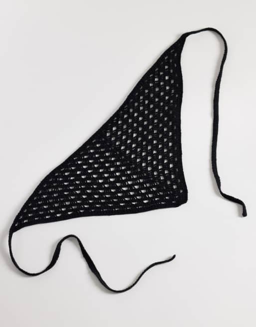 Pañuelo para la cabeza negro de croché de DesignB London, 3 de 3