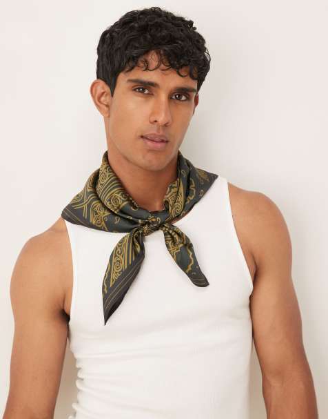 Pañuelo para la cabeza negro y dorado con estampado de cachemir de satén de ASOS DESIGN - view 1