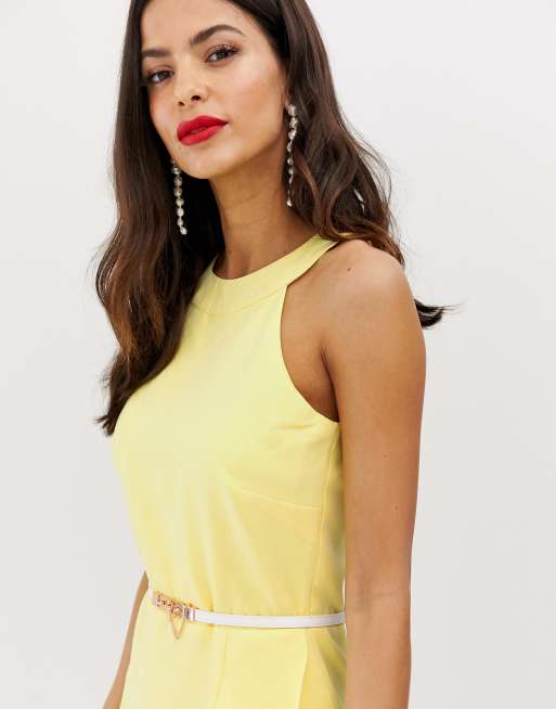 Paper Dolls belted halter neck frill midi dress