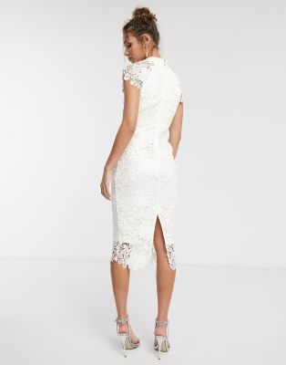 lace cap sleeve midi dress