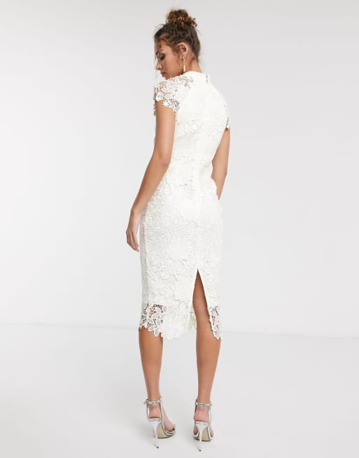 Lace cap store sleeve midi dress