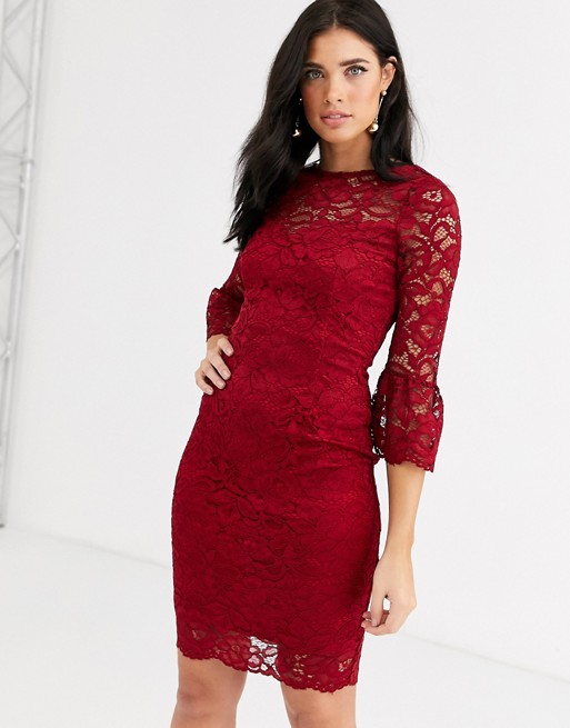 Paper Dolls lace dress with fluted sleeves