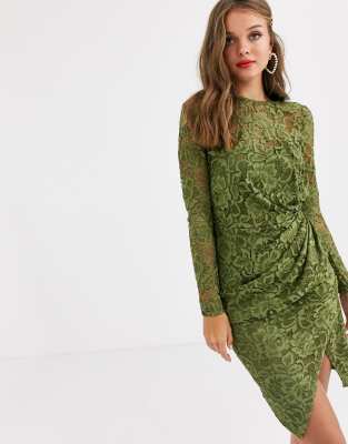 long sleeve olive dress