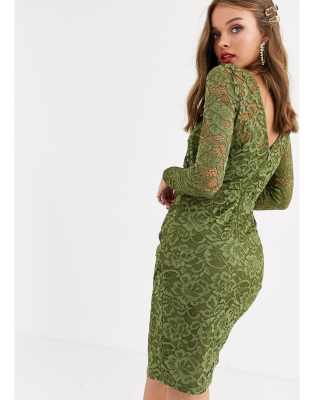 lace wrap dress with long sleeves