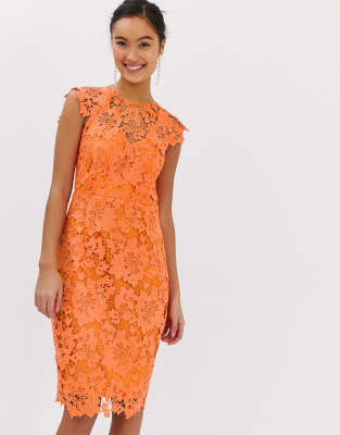 orange lace dress