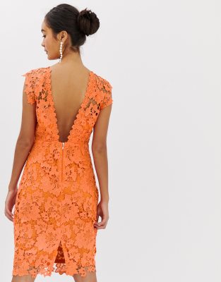 paper dolls midi lace dress with scalloped back