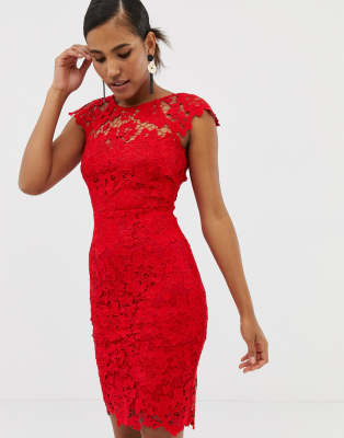 paper dolls midi lace dress with scalloped back