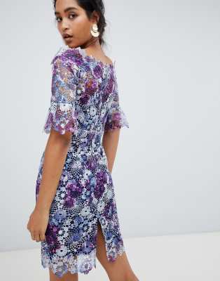 crochet midi dress with sleeves
