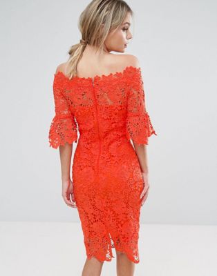 orange crochet dress