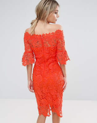 orange crochet dress