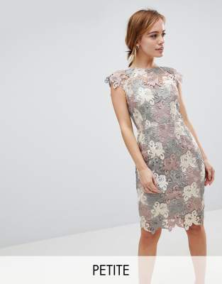 Paper dolls lace wrap midi hot sale pencil dress in oyster grey