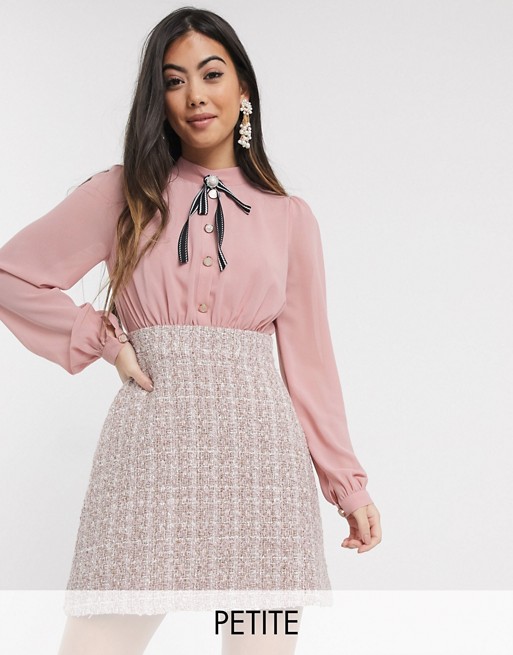Paper Dolls Petite two in one boucle dress in pink