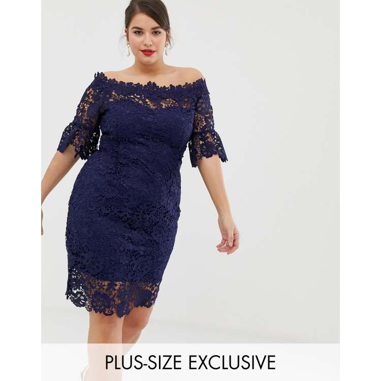 Paper dolls lace flute sleeve best sale bardot dress