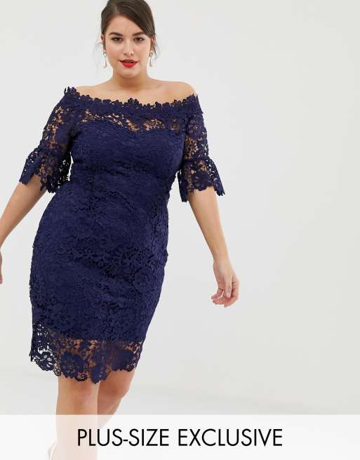 Bardot navy lace store dress