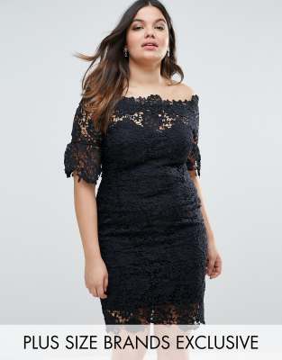 plus size black bardot dress