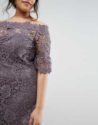 paper dolls lace flute sleeve bardot dress