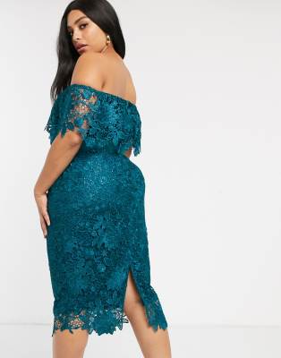 teal bardot dress