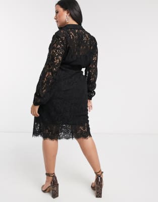robe chemise dentelle noire