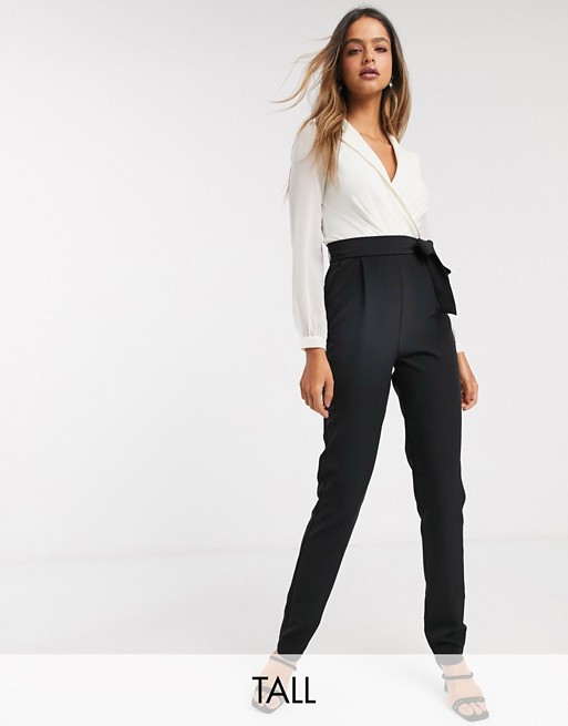 Paper Dolls Tall 2-in-1 jumpsuit in monochrome