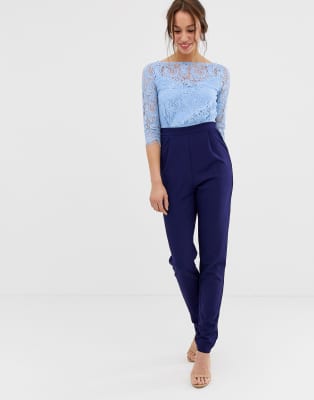 lace jumpsuit blue