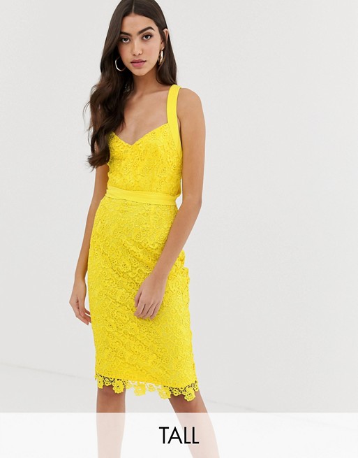 Paper Dolls Tall crochet lace dress with multiway straps in yellow