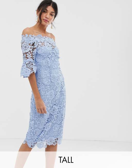 Paper Dolls Tall crochet lace midi pencil dress | ASOS