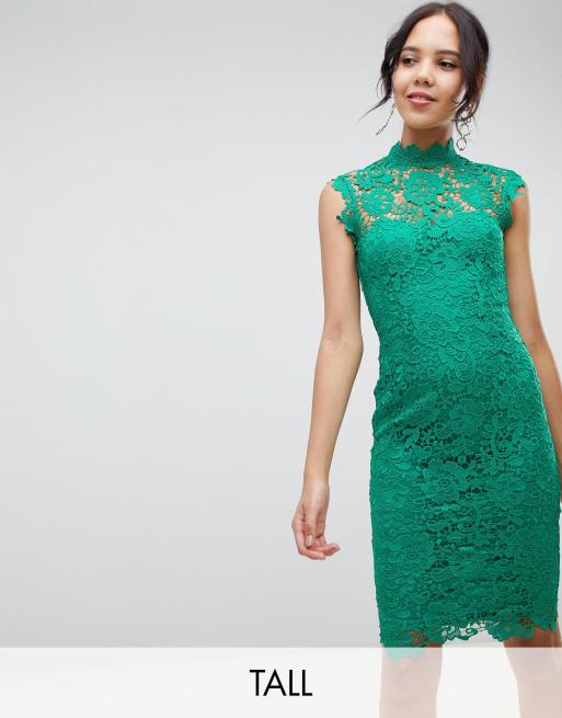 Asos green lace outlet midi dress