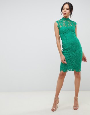 emerald green lace midi dress