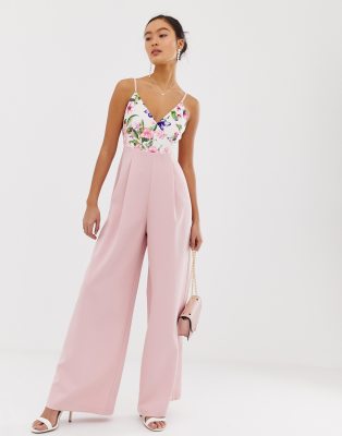 pink wide leg jumpsuit