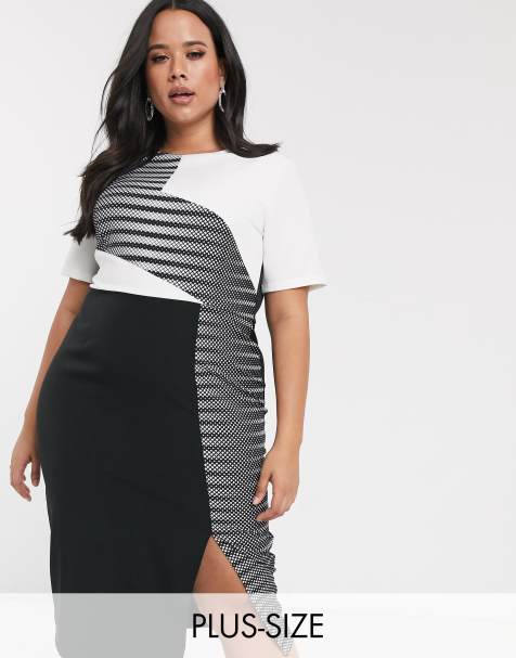 Paper Dolls Plus – Einfarbig gestreiftes Kleid mit Blockfarben