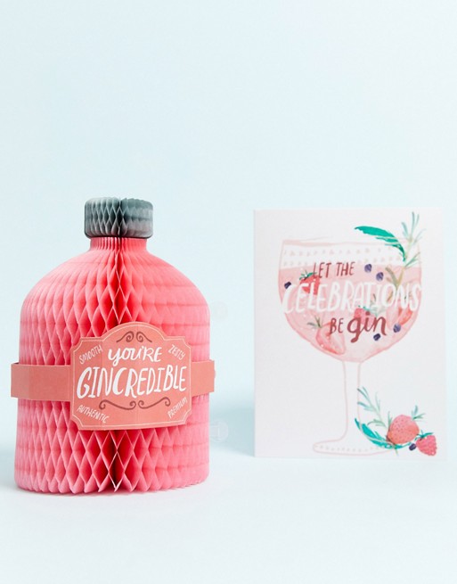 Paperchase 3D honeycomb pink gin card