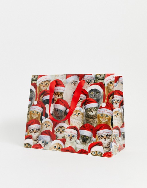 Paperchase festive cats medium gift bag