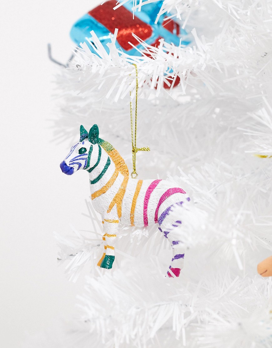 Paperchase - Gekleurde zebra, kerstboomdecoratie-Multi