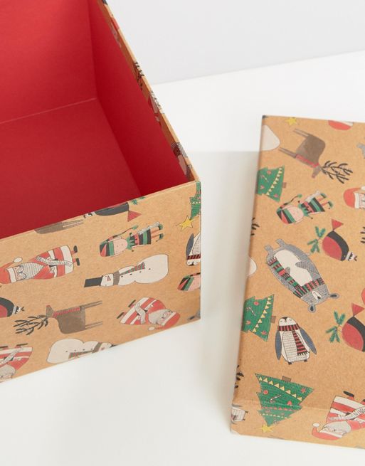 Paperchase - Grande boîte cadeau motif personnages de Noël